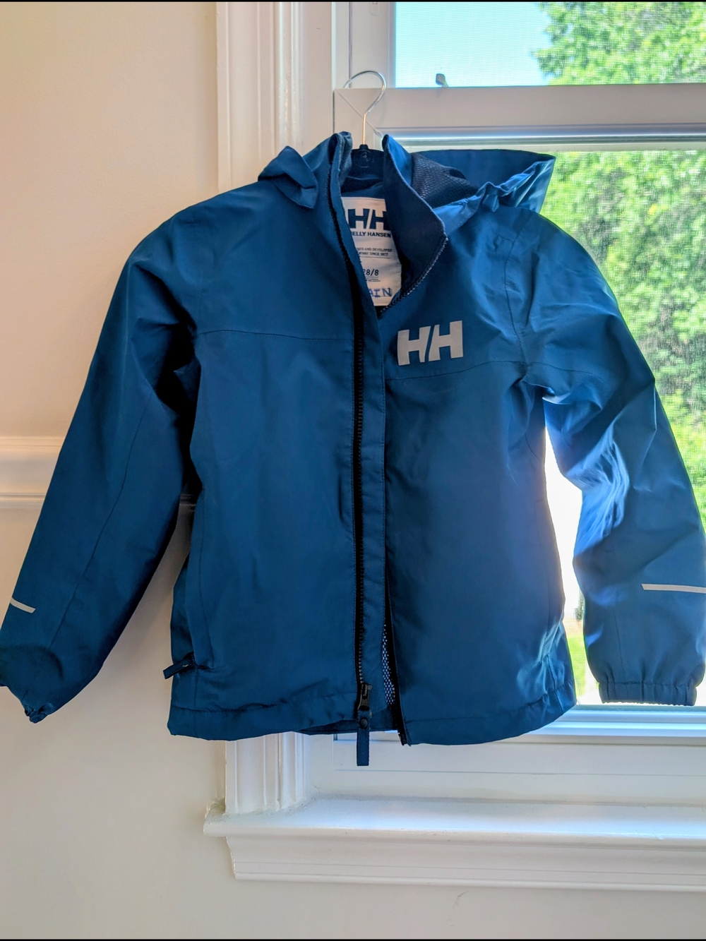Helly Hansen Blue Kids Hooded Rain Jacket